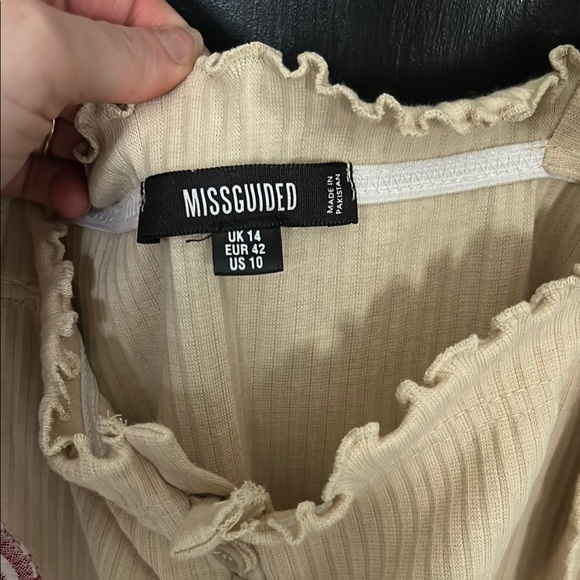 Missguided Beige Ruffle Bodysuit - Picture 2 of 3